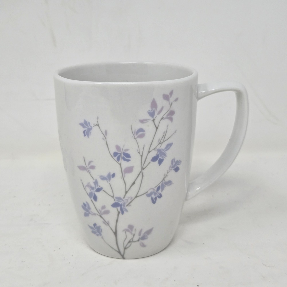 Corelle Coordinates Shadow Iris Porcelain Mug Purple Floral White Coffee Cup